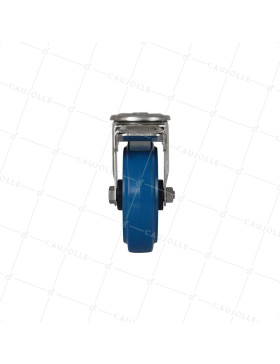 ROULETTE INOX A OEIL EN CAOUTCHOUC ÉLASTIQUE A FREIN DIAMÈTRE 125 MM CHARGE 150 KG- INOX O 125NS AF BLEU
