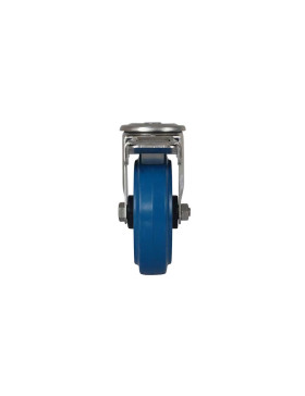 ROULETTE INOX A OEIL EN CAOUTCHOUC ÉLASTIQUE A FREIN DIAMÈTRE 125 MM CHARGE 150 KG- INOX O 125NS AF BLEU