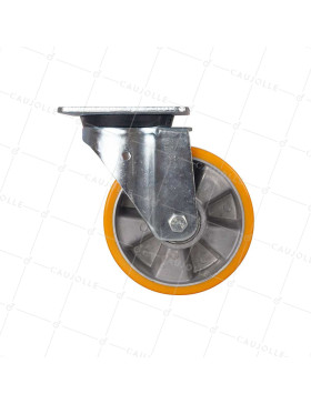 ROULETTE PIVOTANTE POLYURÉTHANE JANTE ALUMINIUM DIAMÈTRE 160 MM CHARGE 500KG - S76AR 160
