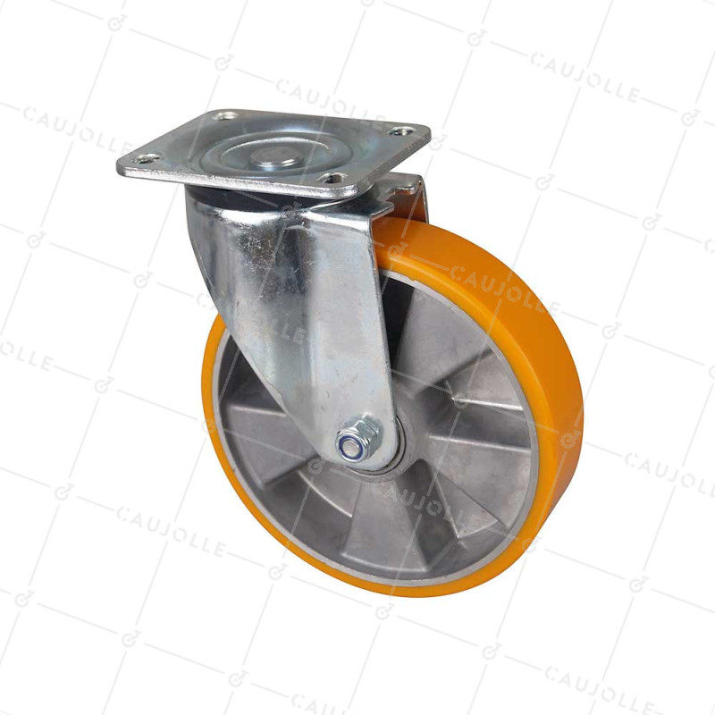 POLYURETHANE SWIVEL CASTOR ALUMINUM RIM DIAMETER 200 MM LOAD 500KG - S76AR 200