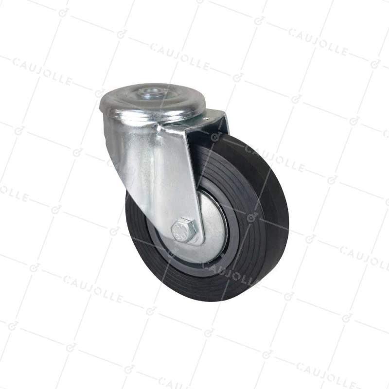 ROULETTE DE MANUTENTION CLASSIQUE DIAMETRE 125 MM CHARGE 125 KG A OEIL DE 12 MM - S06C 125R