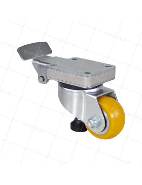 Castor FIXED PEDAL STOP WHEEL LOAD 200 KG DIAMETER 75 MM - SUPER STOP 75 PU • Caujolle