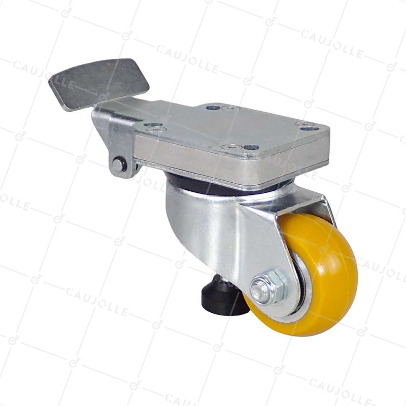ROULETTE D'IMMOBILISATION A PEDALE FIXE CHARGE 200 KG DIAMETRE 75 MM - SUPER STOP 75 PU