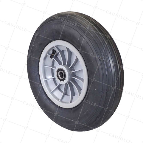 ROUE DE BROUETTE GONFLABLE DIAMÈTRE 400 MM CHARGE 150 KG POUR AXE DE 20 MM AVEC ROULEMENT A BILLES - S1006P 400 4PR LIGNE VELOCE RB20 LM77 • Caujolle