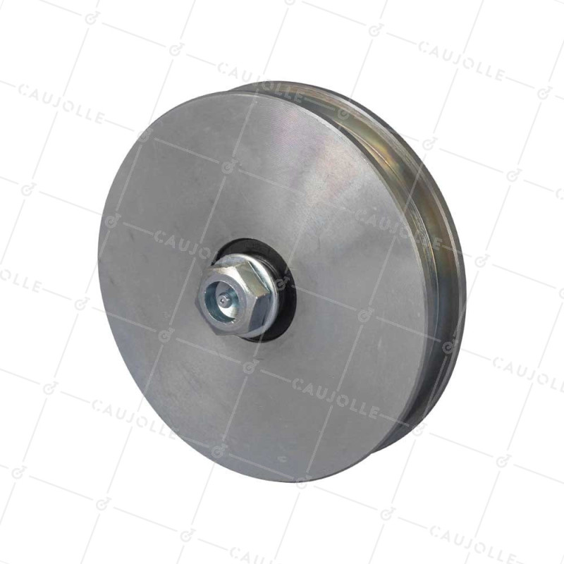 ROUE DE PORTAIL LARGE À GORGE CARRÉE DIAMÈTRE 160 MM POUR RAIL CARRÉ DE 20 MM CHARGE 1.6T AXE 16 MM - GAGC160L