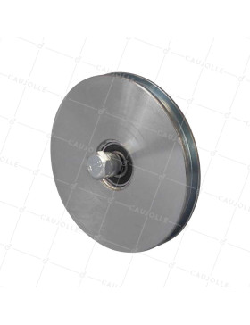 GALET DE PORTAIL ÉTROIT À GORGE CARRÉE DIAMÈTRE 160 MM POUR RAIL CARRÉ DE 12 MM CHARGE 600 KG AXE 14 MM - GAGC160E • Caujolle