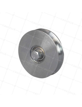Wheel OF SLIDING GATE WITH NARROW ROUND GROOVE DIAMETER 120 MM FOR ROUND RAIL OF 20 MM LOAD 400 KG AXLE 14 MM - GAGR120E • Caujolle