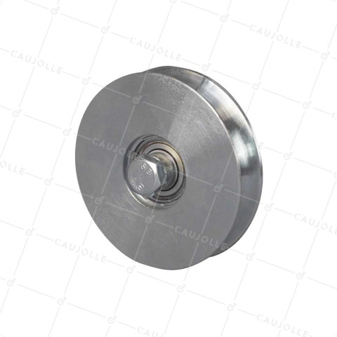 Wheel OF SLIDING GATE WITH NARROW ROUND GROOVE DIAMETER 120 MM FOR ROUND RAIL OF 20 MM LOAD 400 KG AXLE 14 MM - GAGR120E • Caujolle