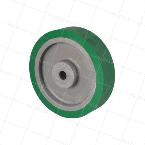 ROUE D'ENTRAINEMENT A CLAVETER EN POLYURETHANE SOUPLE DIAMETRE 200 MM CHARGE 950 KG • Caujolle