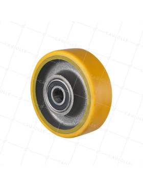 ROUE INDUSTRIELLE EN FONTE ET POLYURÉTHANE DIAMÈTRE 125MM CHARGE 400KG AXE 20 MM LM50 - SFPU 125/40 RB20-40 • Caujolle