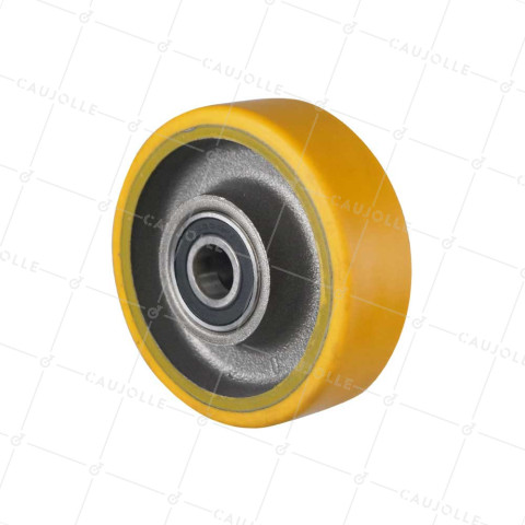 ROUE INDUSTRIELLE EN FONTE ET POLYURÉTHANE DIAMÈTRE 125MM CHARGE 400KG AXE 20 MM LM50 - SFPU 125/40 RB20-40 • Caujolle