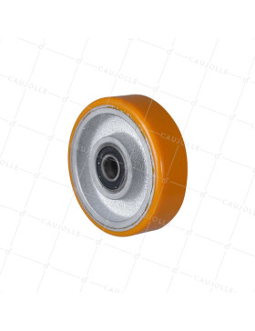 CAST IRON AND POLYURETHANE WHEEL DIAMETER 100 MM MAX LOAD 300 KG BORE 12 MM - SFPU100 • Caujolle