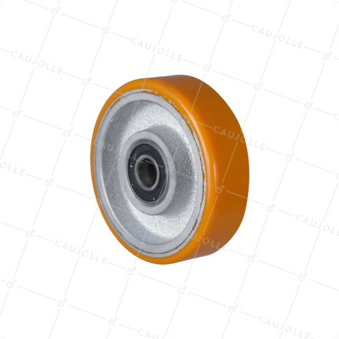 CAST IRON AND POLYURETHANE WHEEL DIAMETER 100 MM MAX LOAD 300 KG BORE 12 MM - SFPU100 • Caujolle