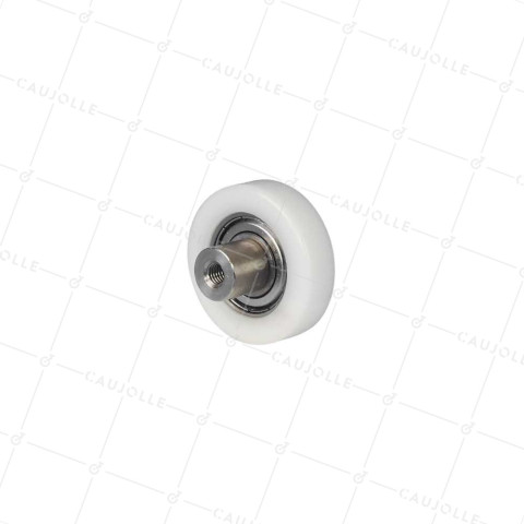 ROUE DE GUIDAGE LINÉAIRE EN POM DIAMÈTRE 42 MM AVEC AXE TARAUDÉ M6 INOX 304 • Caujolle