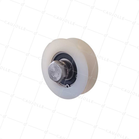 ROUE DE PORTAIL COULISSANT EN INOX ET NYLON ANTIBRUIT DIAMETRE 80 MM POUR RAIL ROND DE 20 MM CHARGE 600 KG AXE 16 MM GAGR 80 • Caujolle