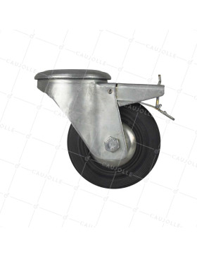 Castor INDUSTRIAL WITH EYE RUBBER BRAKE DIAMETER 125 MM LOAD 200 KG - S74.O 125C AF