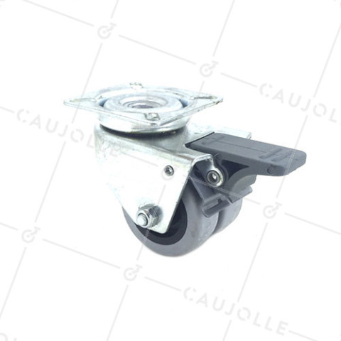Castor SWIVEL CASTOR WITH DOUBLE BRAKE Wheel RUBBER DIAMETER 50 MM LOAD 50 KG - S13.P50BL OLD • Caujolle