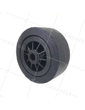 ROUE LARGE CAOUTCHOUC JANTE PLASTIQUE DIAMÈTRE 250 MM CHARGE 400 KG AXE 20 MM - S2750P 200 L20/90 • Caujolle