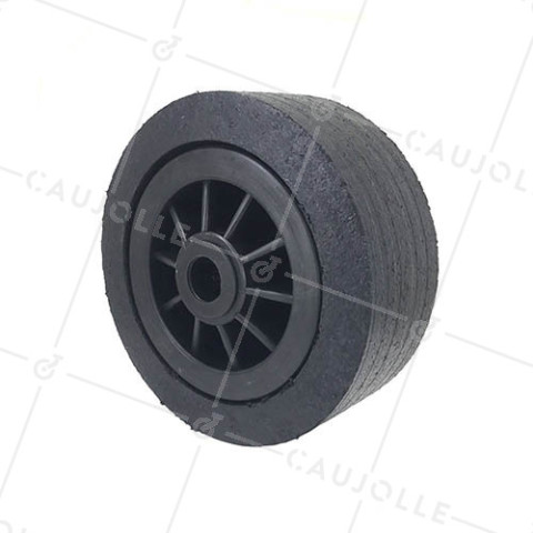 ROUE LARGE CAOUTCHOUC JANTE PLASTIQUE DIAMÈTRE 250 MM CHARGE 400 KG AXE 20 MM - S2750P 200 L20/90 • Caujolle