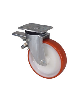 ROULETTE DE MANUTENTION PIVOTANTE A FREIN EN NYLON/POLYURÉTHANE DIAMÈTRE 200 MM CHARGE 300 KG - S74NP 200AF