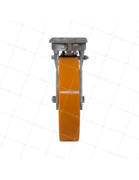 Castor SWIVEL WITH BRAKE REINFORCED POLYURETHANE WHEEL CAST IRON DIAMETER 250 MM LOAD 1400KG - S80 250P AF