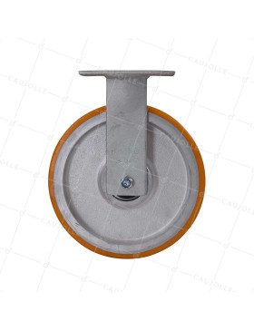 ROULETTE FIXE POLYURÉTHANE RENFORCÉE JANTE FONTE DIAMÈTRE 250 MM CHARGE 1400KG - S81 250F
