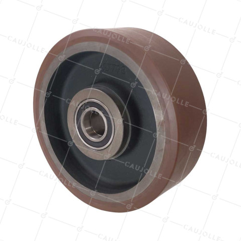 ROUE EN POLYURETHANE HAUTE VITESSE DIAMETRE 300 MM CHARGE 2400 KG-SFVK 300X100 LM100 RB45 • Caujolle