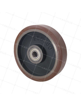 Wheel IN HIGH-SPEED POLYURETHANE DIAMETER 250 MM LOAD 1500 KG - SFVK 250/60 RB25 LM65 • Caujolle