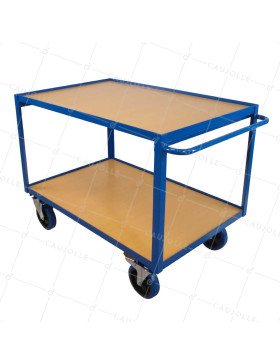 CHARIOT DE MAGASINAGE ROUE ANTI TACHES CHARGE 400 KG PLATEAU 1200X800 • Caujolle