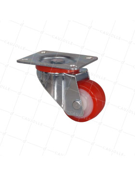 Castor LOW DIAMETER 60 MM HEAVY LOAD 120 KG IN NYLON AND POLYURETHANE • Caujolle