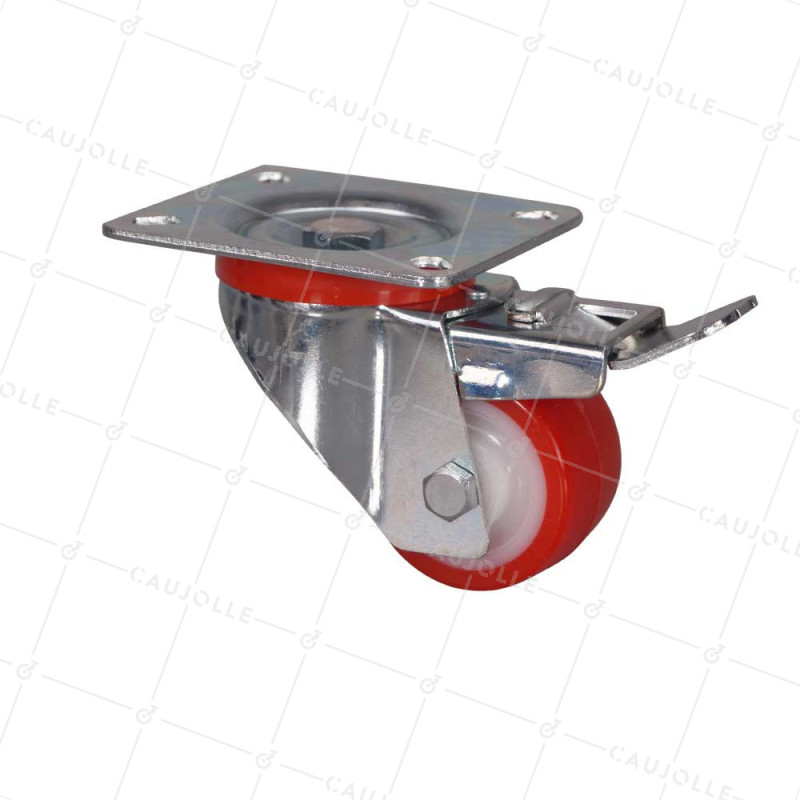 Castor LOW DIAMETER 60 MM HEAVY LOAD 120 KG WITH NYLON POLYURETHANE BRAKE