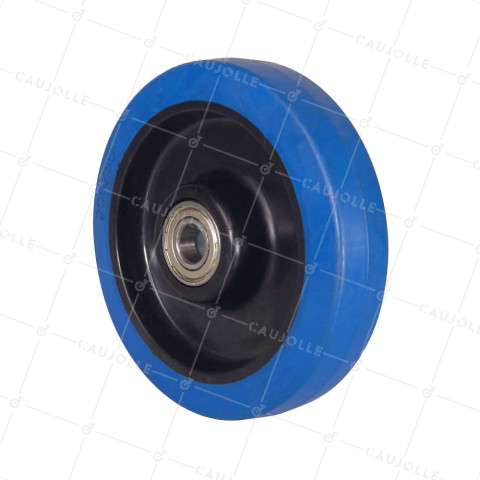 ROUE INDUSTRIELLE EN CAOUTCHOUC SOUPLE SILENCIEUX DIAMETRE 200 MM ALESAGE 20 MM • Caujolle