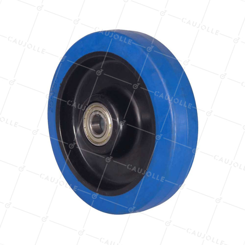 ROUE INDUSTRIELLE EN CAOUTCHOUC SOUPLE SILENCIEUX DIAMETRE 200 MM ALESAGE 20 MM