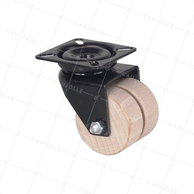50 MM WOOD CASTOR 50 KG LOAD FROM FRENCH FOREST - S170 BLACK P
