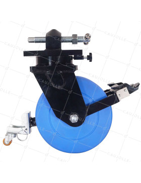 Castor OF BLUE NYLON CONTAINER DOUBLE 305 MM EXTREME LOAD 10000 KG REINFORCED FORK - CENTAURE SERIES