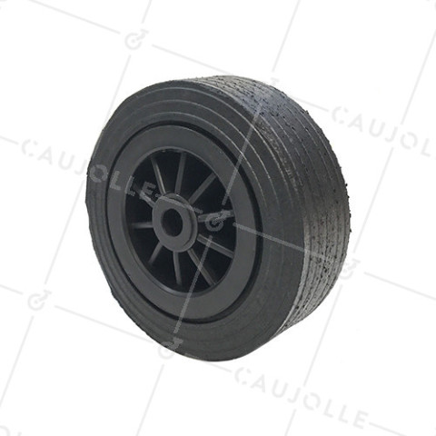 ROUE LARGE CAOUTCHOUC JANTE PLASTIQUE DIAMÈTRE 250 MM CHARGE 400 KG AXE 20 MM - S2750P 250 R20/90 • Caujolle