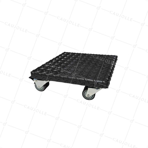 ULTRA ROBUST STEEL TRAY BLACK ON CASTERS 30 CM X 30 CM LOAD 270 KG - BLACK SQUARE 30 • Caujolle