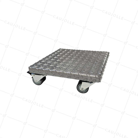 PLATEAU ACIER ULTRA ROBUSTE GRIS A ROULETTES 30 CM X 30 CM CHARGE 270 KG - STRONG SQUARE 30 • Caujolle