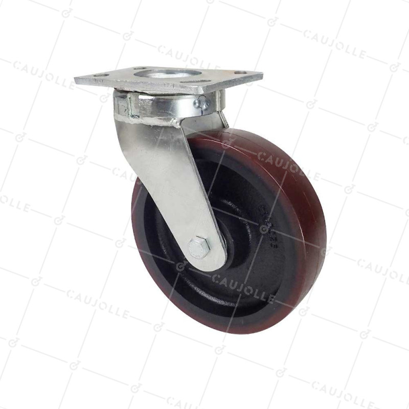 ROULETTE PIVOTANTE POLYURÉTHANE RENFORCÉE JANTE FONTE DIAMÈTRE 200 MM CHARGE 1000KG - S80 200P