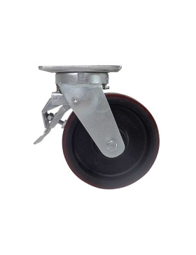 ROULETTE PIVOTANTE A FREIN POLYURÉTHANE RENFORCÉE JANTE FONTE DIAMÈTRE 200 MM CHARGE 1000KG - S80 200P AF