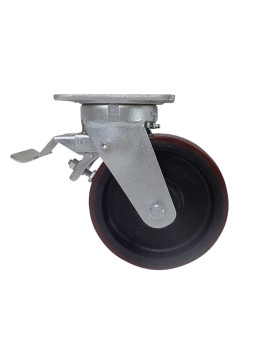ROULETTE PIVOTANTE A FREIN POLYURÉTHANE RENFORCÉE JANTE FONTE DIAMÈTRE 200 MM CHARGE 1000KG - S80 200P AF