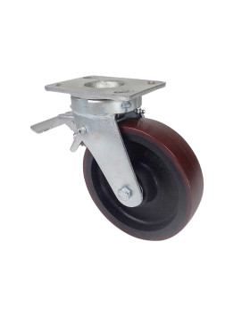 ROULETTE PIVOTANTE A FREIN POLYURÉTHANE RENFORCÉE JANTE FONTE DIAMÈTRE 200 MM CHARGE 1000KG - S80 200P AF