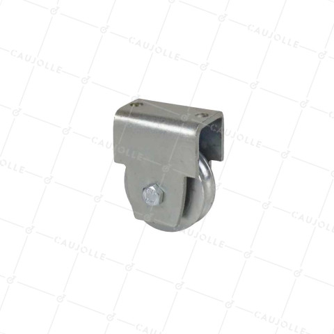 MONTURE POUR PORTAIL COULISSANT ROUE À GORGE RONDE DIAMÈTRE 60 MM POUR RAIL ROND DE 10 MM CHARGE 250 KG - MTSP GR 60 • Caujolle