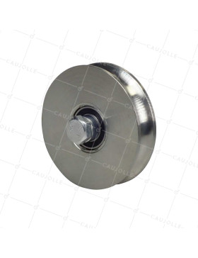 ROUE DE PORTAIL COULISSANT RENFORCÉE À GORGE RONDE DIAMÈTRE 120 MM POUR RAIL ROND DE 20 MM AXE 16 MM CHARGE 1.2T - GAGR120L • Caujolle