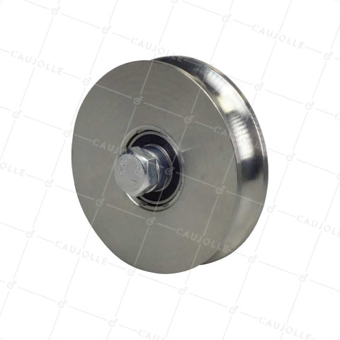 ROUE DE PORTAIL COULISSANT RENFORCÉE À GORGE RONDE DIAMÈTRE 120 MM POUR RAIL ROND DE 20 MM AXE 16 MM CHARGE 1.2T - GAGR120L • Caujolle