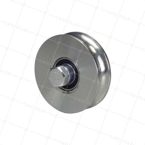 ROUE DE PORTAIL COULISSANT RENFORCÉE À GORGE RONDE DIAMÈTRE 100 MM POUR RAIL ROND DE 20 MM CHARGE 600 KG AXE 16 MM - GAGR100L • Caujolle