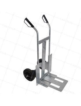 DIABLE DE DÉMÉNAGEUR AVEC RABAT INDESTRUCTIBLE CHARGE 300 KG ET ROUE PLEINE 250 MM • Caujolle