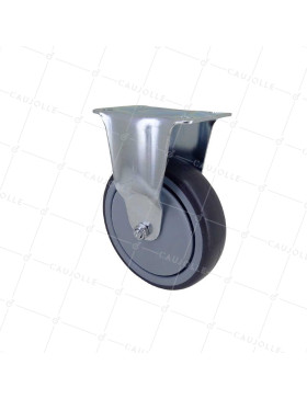 ROULETTE FIXE EN CAOUTCHOUC SOUPLE ANTI-USURE ET NON TACHANT DIAMÈTRE 125MM CHARGE 150 KG - S15.F 125 • Caujolle