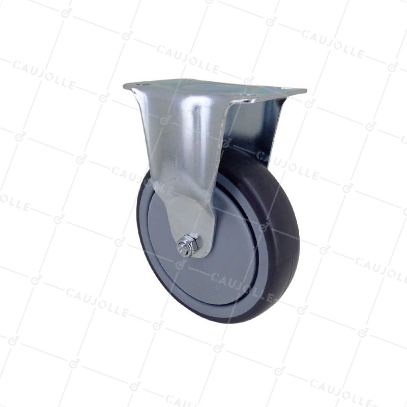 FIXED RUBBER CASTOR, SOFT, WEAR-RESISTANT AND NON-STAINING, DIAMETER 125MM, LOAD CAPACITY 150 KG - S15.F 125