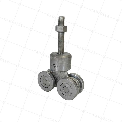 CHARIOT PIVOTANT 4 GALETS POUR PORTE COULISSANTE SUSPENDUE DE 650KG - CHARIOT PIV 4 GAL MOYEN • Caujolle
